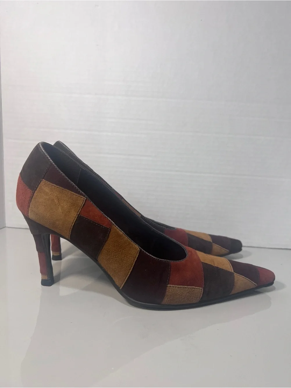 Carlos by Carlos Santana Women’s 8M Patchwork Suede Leather Pumps Heels Brazil
